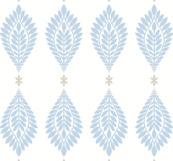 Mirasol Palm Frond Carolina Blue and Eggshell by Seabrook Wallpaper Luxe Retreat United States 60.53 25.2" 27" - Fabric Carolina -