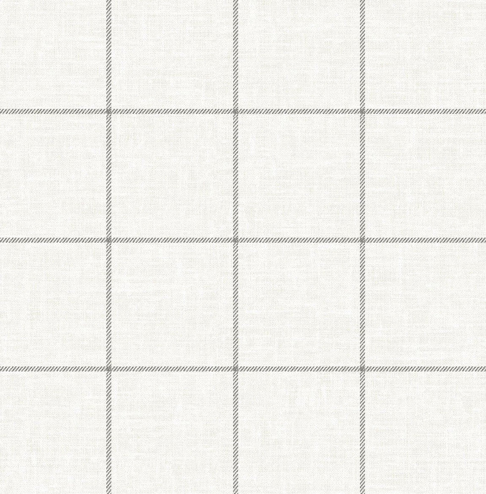 Linen Check Alabaster and Wrought Iron by Seabrook Wallpaper Luxe Retreat United States 56.05 5.22" 20.5" - Fabric Carolina -