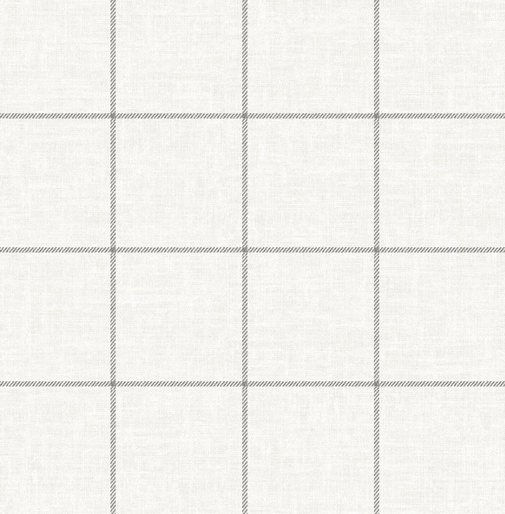 Linen Check Alabaster and Wrought Iron by Seabrook Wallpaper Luxe Retreat United States 56.05 5.22" 20.5" - Fabric Carolina -