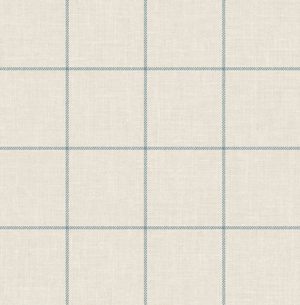 Linen Check Alabaster and Air Force Blue by Seabrook Wallpaper Luxe Retreat United States 56.05 5.22" 20.5" - Fabric Carolina -