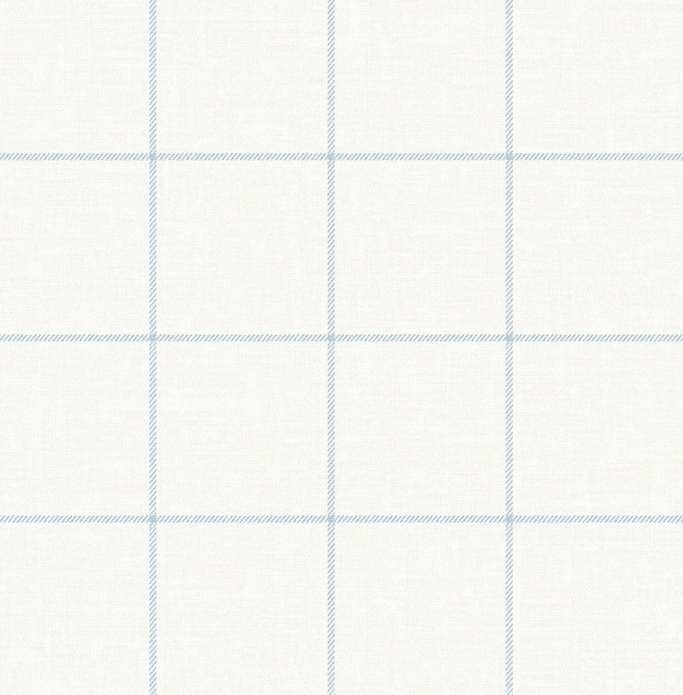 Linen Check Blue Frost and Bone White by Seabrook Wallpaper Luxe Retreat United States 56.05 5.22" 20.5" - Fabric Carolina -
