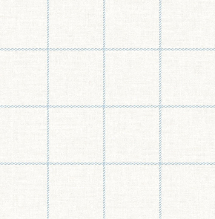 Linen Check Blue Frost and Bone White by Seabrook Wallpaper Luxe Retreat United States 56.05 5.22" 20.5" - Fabric Carolina -