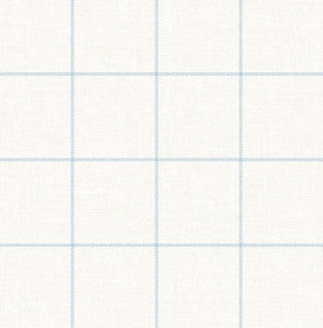 Linen Check Blue Frost and Bone White by Seabrook Wallpaper