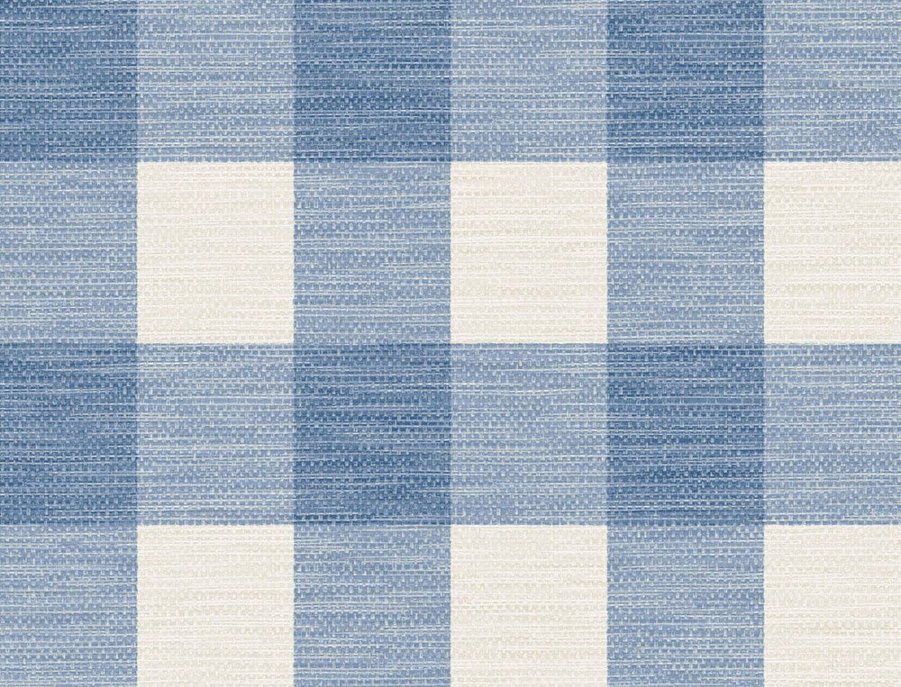 Rugby Gingham Coastal Blue and Ivory by Seabrook Wallpaper Luxe Retreat United States 60.53 10.43" 27" - Fabric Carolina -