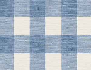 Rugby Gingham Coastal Blue and Ivory by Seabrook Wallpaper