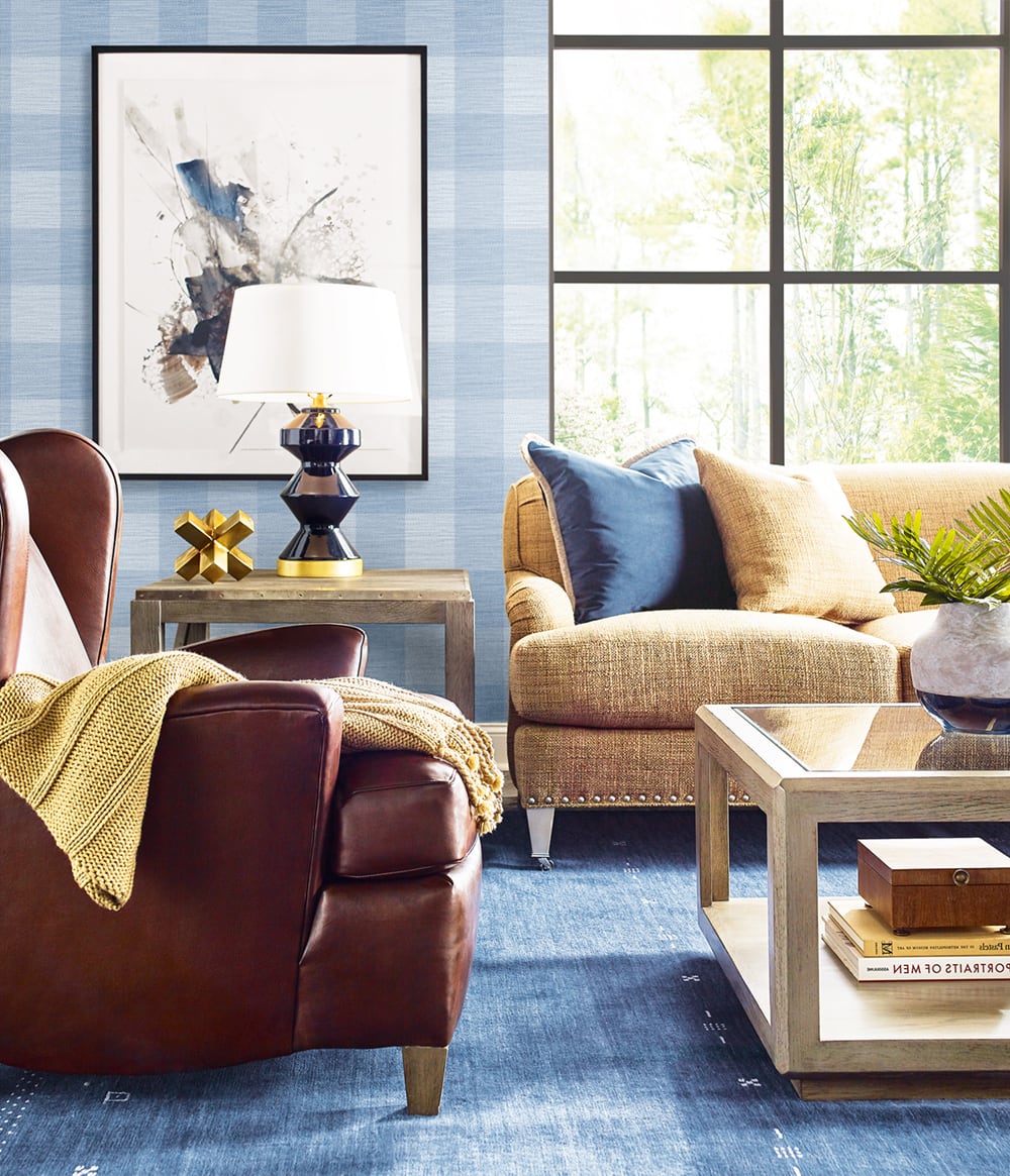 Rugby Gingham Carolina Blue LN10812 by Lillian August Designer Wallpaper
