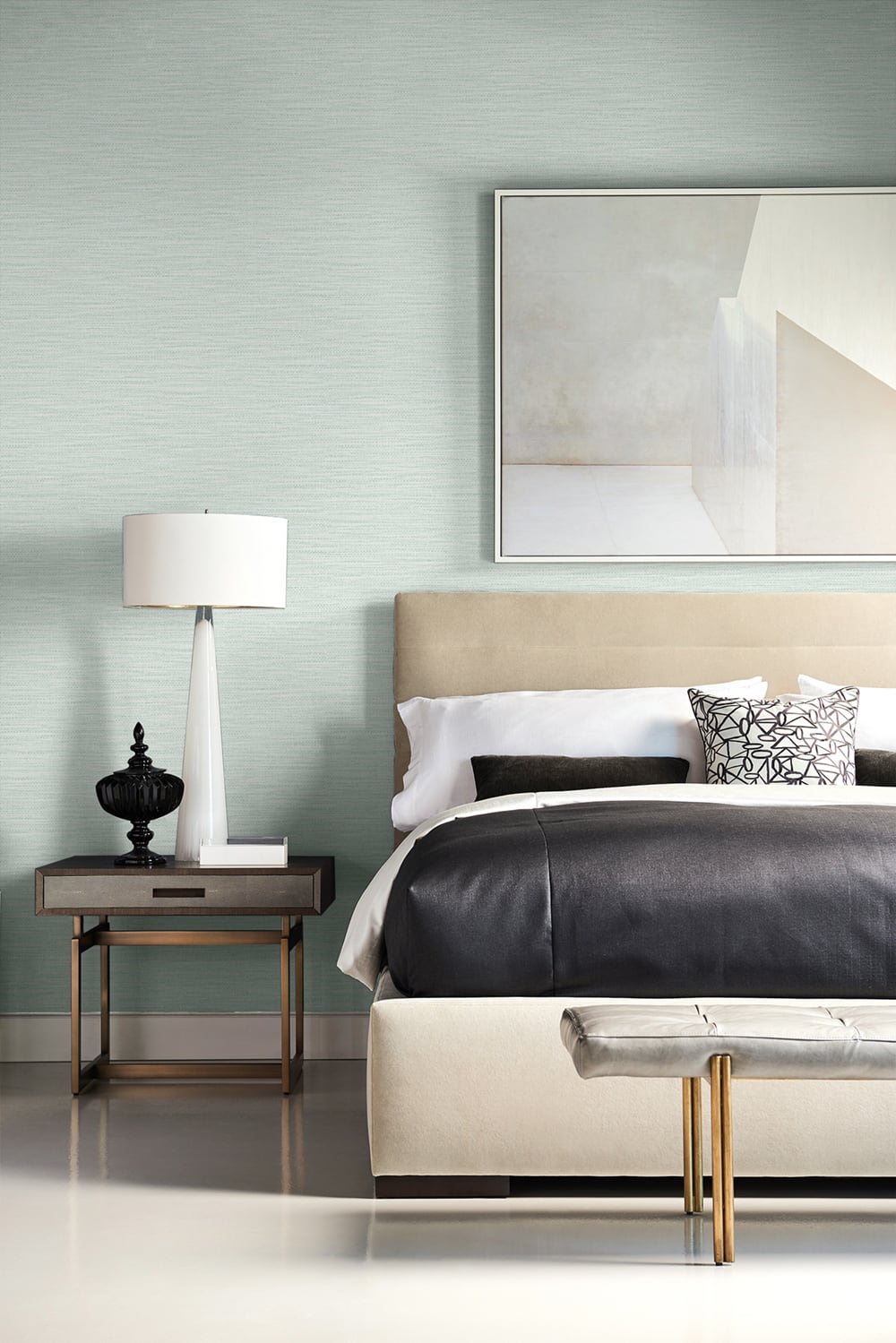Faux Linen Weave Sea Glass LN10904 by Lillian August Designer Wallpaper
