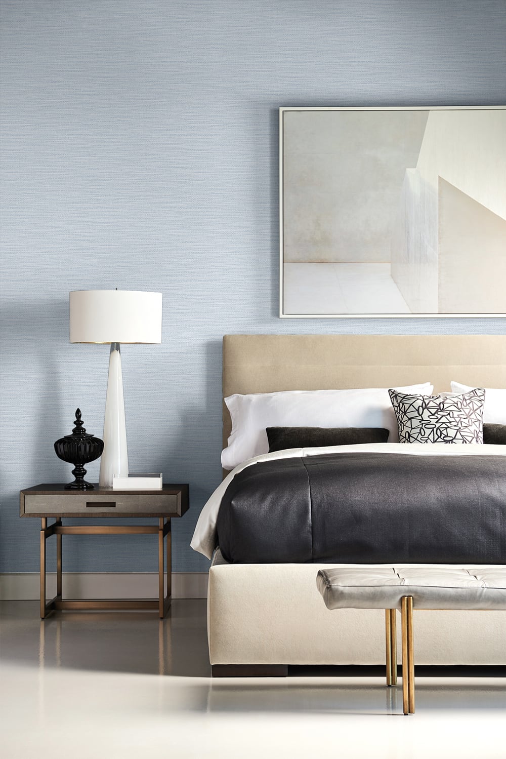 Faux Linen Weave Blue Frost LN10912 by Lillian August Designer Wallpaper
