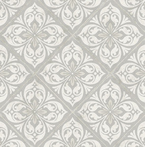 Plumosa Tile Cove Gray and Silver by Seabrook Wallpaper