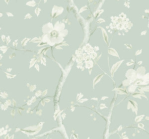 Southport Floral Trail Sea Glass and Ivory by Seabrook Wallpaper
