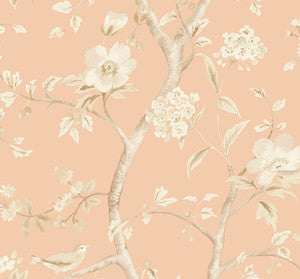 Southport Floral Trail Soft Melon and Arrowroot by Seabrook Wallpaper