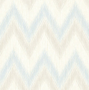 Regent Flamestitch Stringcloth Sky Blue and Arrowroot by Seabrook Wallpaper