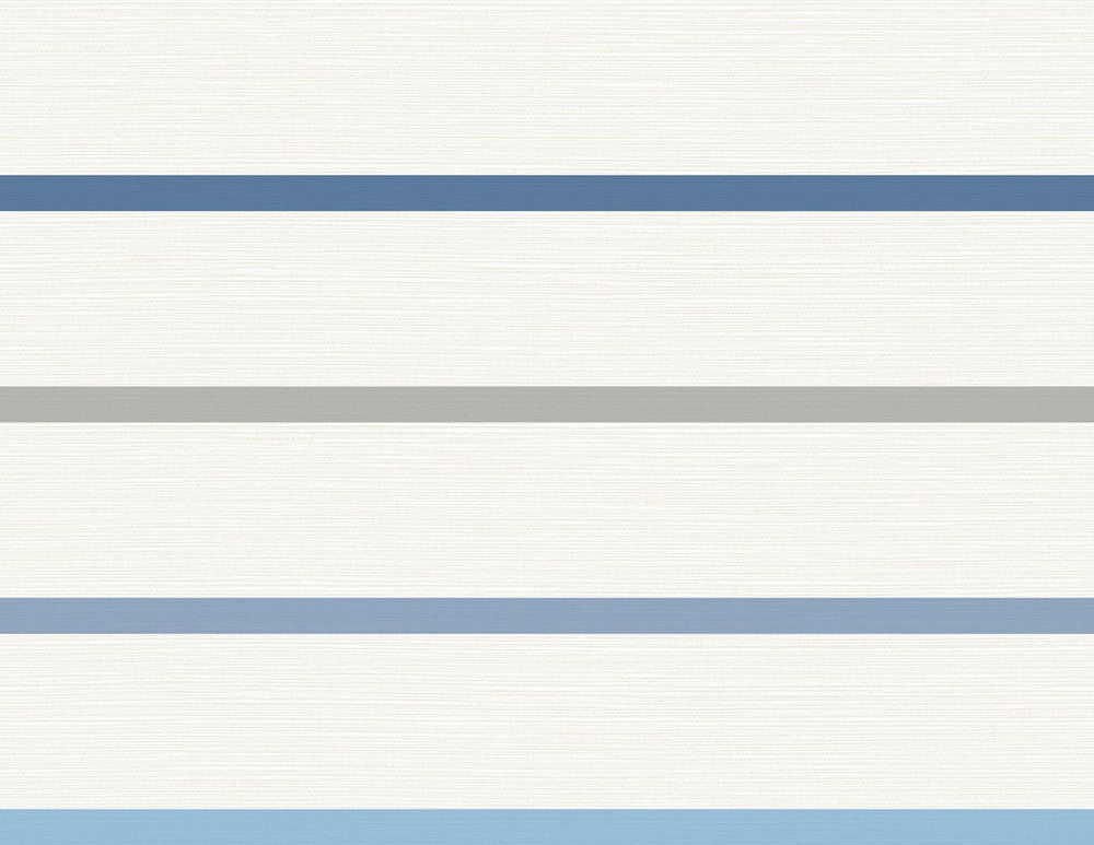 Crew Stripe Air Force Blue, Gray, and Eggshell by Seabrook Wallpaper Luxe Retreat United States 60.53 20.87" 27" - Fabric Carolina -