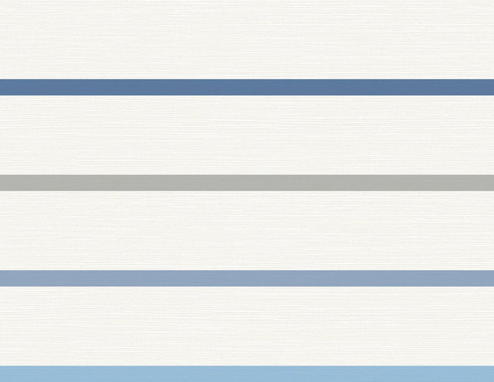 Crew Stripe Air Force Blue, Gray, and Eggshell by Seabrook Wallpaper Luxe Retreat United States 60.53 20.87" 27" - Fabric Carolina -