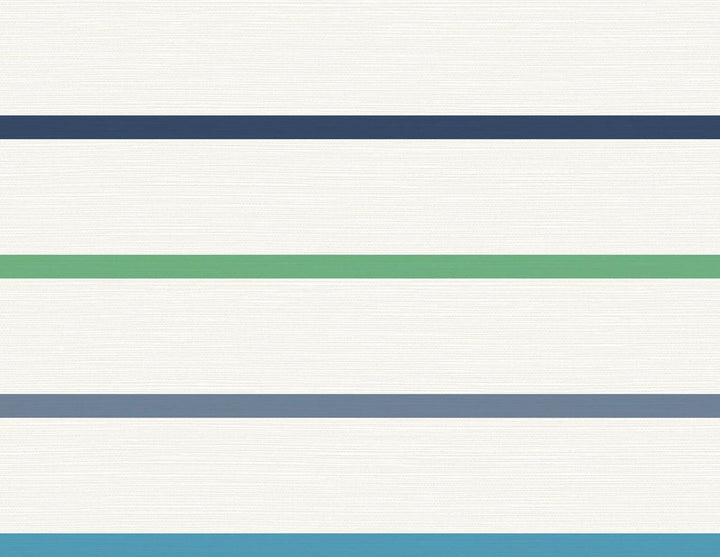 Crew Stripe Midnight Blue, Spearmint, and Eggshell by Seabrook Wallpaper Luxe Retreat United States 60.53 20.87" 27" - Fabric Carolina -