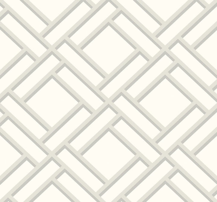 Block Trellis Metallic Silver and Eggshell by Seabrook Wallpaper Luxe Retreat United States 60.53 12.6" 27" - Fabric Carolina -