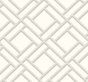 Block Trellis Metallic Silver and Eggshell by Seabrook Wallpaper