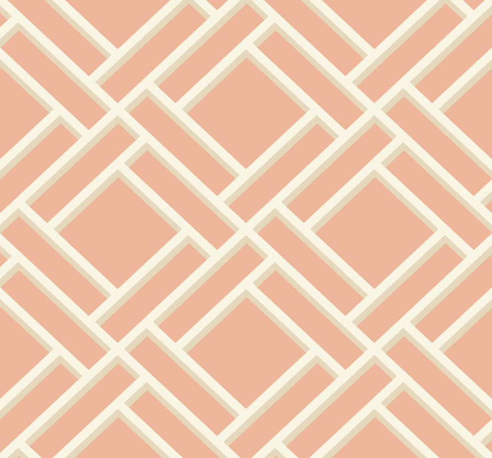 Block Trellis Melon and Arrowroot by Seabrook Wallpaper Luxe Retreat United States 60.53 12.6" 27" - Fabric Carolina -