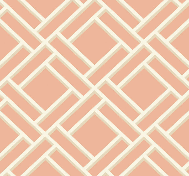 Block Trellis Melon and Arrowroot by Seabrook Wallpaper Luxe Retreat United States 60.53 12.6" 27" - Fabric Carolina -