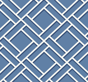 Block Trellis Coastal Blue and Navy by Seabrook Wallpaper