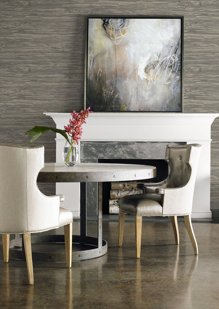 Washed Shiplap Embossed Vinyl Dark Ash LN11608 by Lillian August Designer Wallpaper