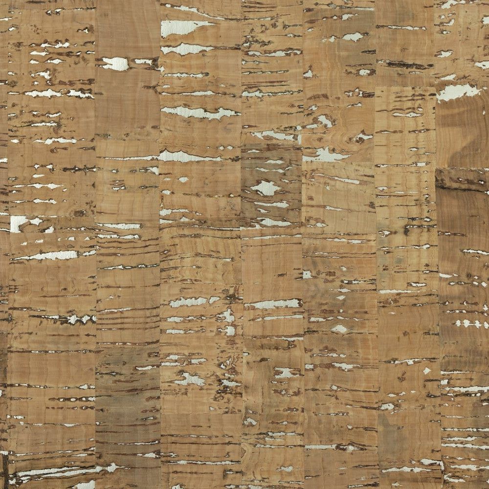Cork Honey Brown & Metallic Silver by Seabrook Wallpaper Lillian August Grasscloth Binder China 72 0" 36" - Fabric Carolina -