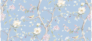Southport Floral Trail Fabric Sky Blue and Arrowroot by Seabrook Wallpaper