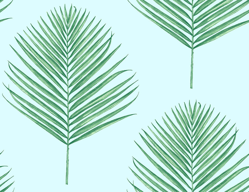 Maui Palm Celeste & Jade by Seabrook Wallpaper Lillian August Peel and Stick United States 40.5 20.87" 27" - Fabric Carolina -