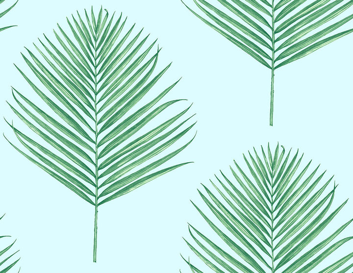 Maui Palm Celeste & Jade by Seabrook Wallpaper Lillian August Peel and Stick United States 40.5 20.87" 27" - Fabric Carolina -