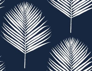 Maui Palm Midnight Blue & White by Seabrook Wallpaper