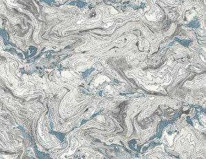 Faux Marble Lunar Rock & Cerulean by Seabrook Wallpaper