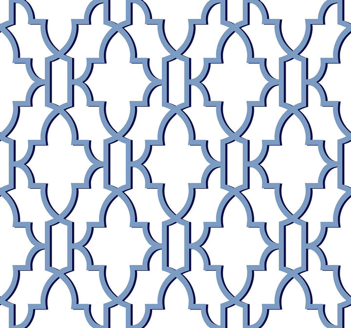 Coastal Lattice Riviera Blue by Seabrook Wallpaper Lillian August Peel and Stick United States 40.5 12.6" 27" - Fabric Carolina -