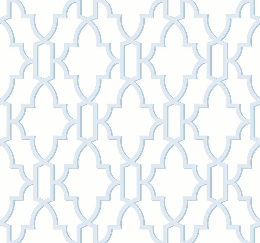 Coastal Lattice Hampton Blue by Seabrook Wallpaper Lillian August Peel and Stick United States 40.5 12.6" 27" - Fabric Carolina -