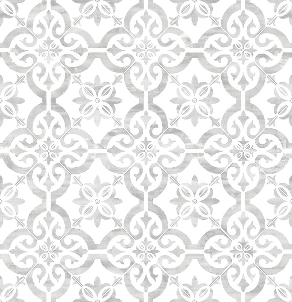 Porto Tile Harbor Mist by Seabrook Wallpaper Lillian August Peel and Stick United States 40.5 27.8" 27" - Fabric Carolina -