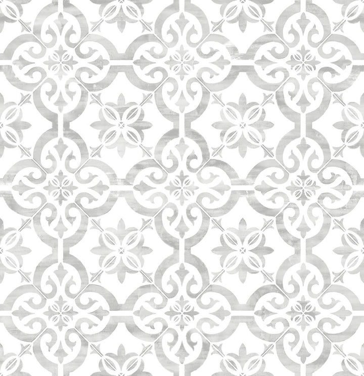 Porto Tile Harbor Mist by Seabrook Wallpaper Lillian August Peel and Stick United States 40.5 27.8" 27" - Fabric Carolina -
