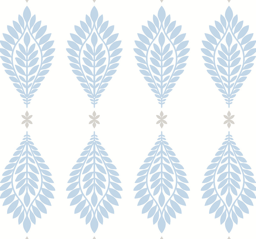 Palm Frond Blue Skies & Daydream Grey by Seabrook Wallpaper Lillian August Peel and Stick United States 40.5 25.2" 27" - Fabric Carolina -