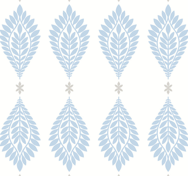 Palm Frond Blue Skies & Daydream Grey by Seabrook Wallpaper Lillian August Peel and Stick United States 40.5 25.2" 27" - Fabric Carolina -