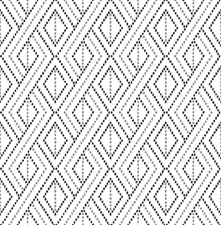 Boho Grid Alloy by Seabrook Wallpaper Lillian August Peel and Stick United States 30.75 5.22" 20.5" - Fabric Carolina -