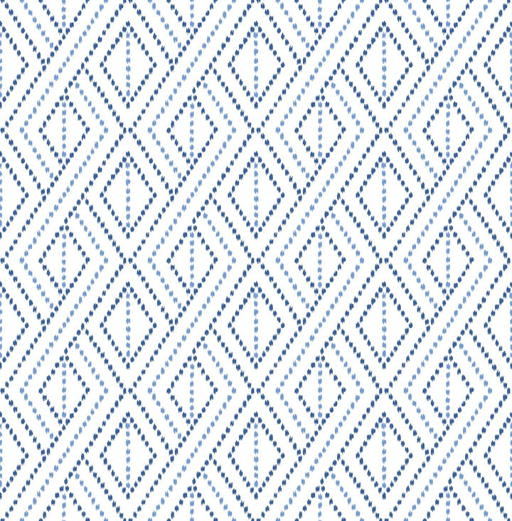 Boho Grid Denim Blue by Seabrook Wallpaper Lillian August Peel and Stick United States 30.75 5.22" 20.5" - Fabric Carolina -