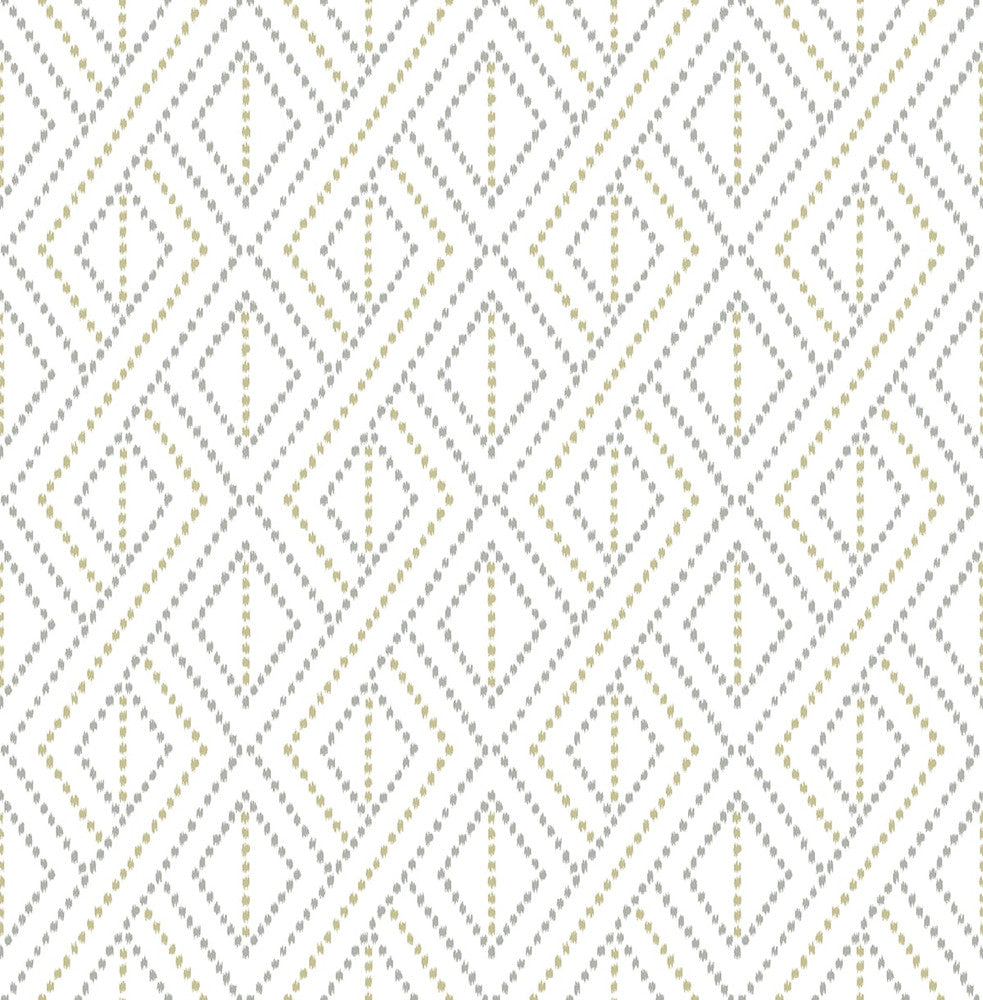 Boho Grid Argos Grey & Yellow by Seabrook Wallpaper Lillian August Peel and Stick United States 30.75 5.22" 20.5" - Fabric Carolina -
