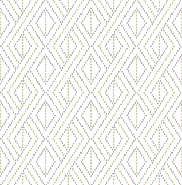 Boho Grid Argos Grey & Yellow by Seabrook Wallpaper Lillian August Peel and Stick United States 30.75 5.22" 20.5" - Fabric Carolina -