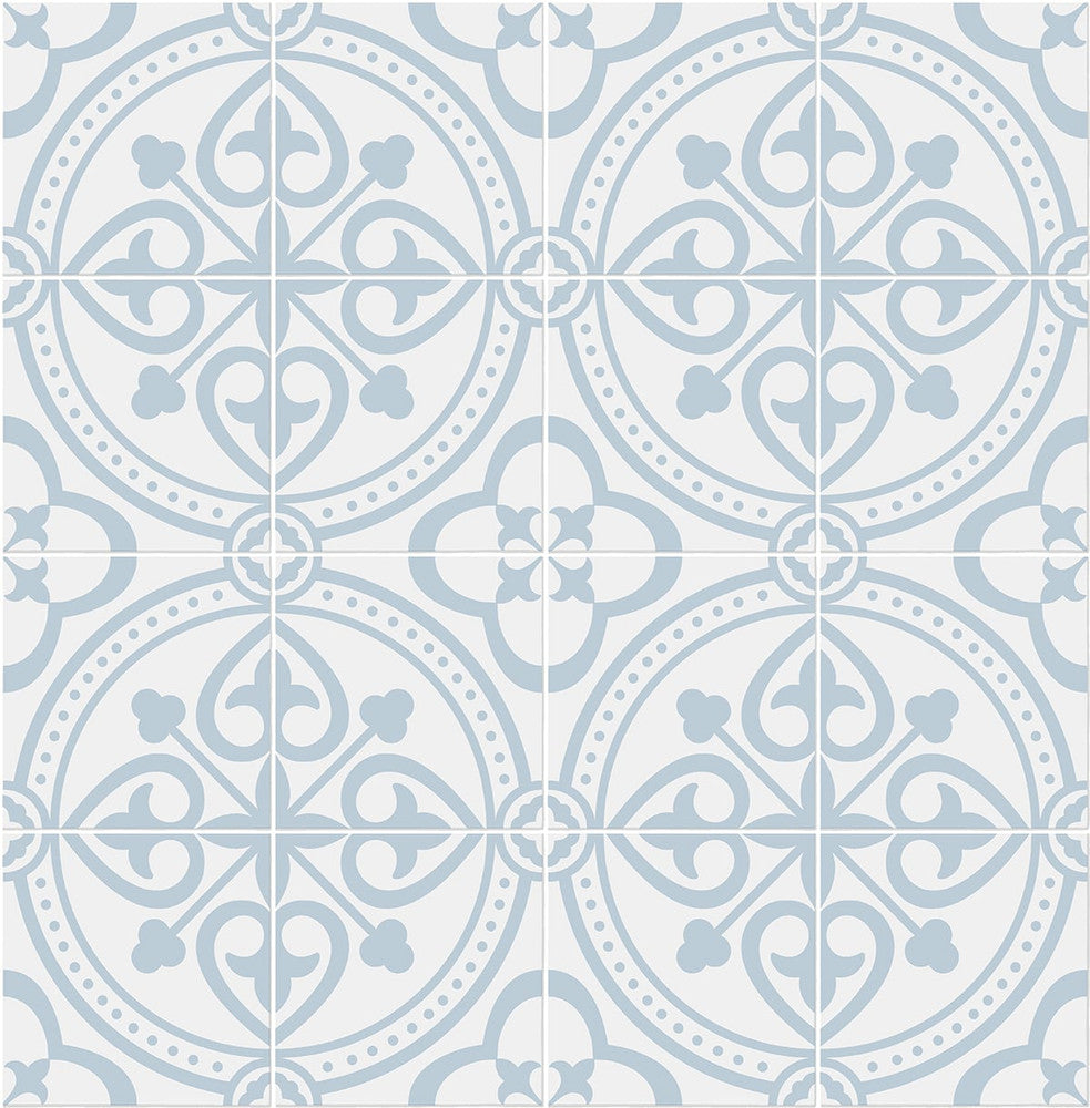 Villa Mar Tile Hampton Blue by Seabrook Wallpaper Lillian August Peel and Stick United States 30.75 10.43" 20.5" - Fabric Carolina -