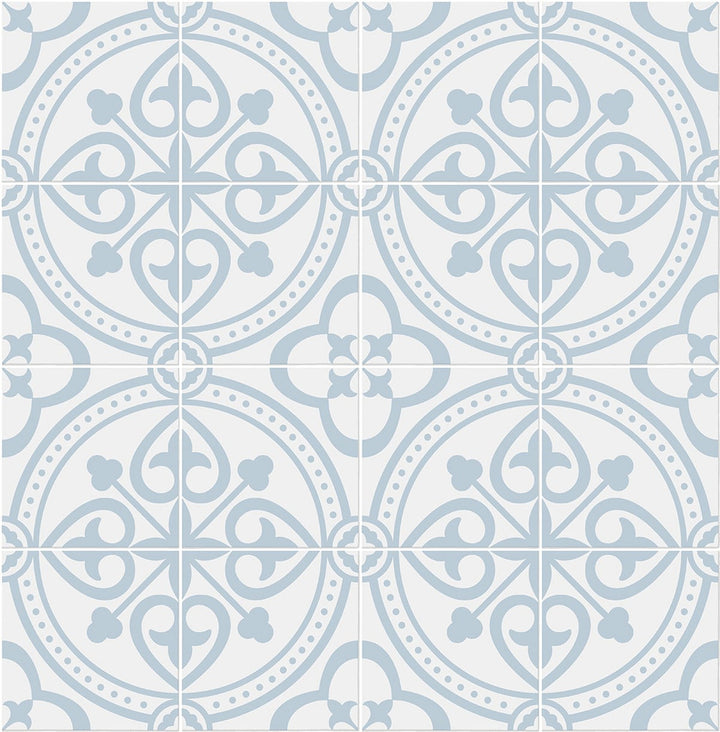 Villa Mar Tile Hampton Blue by Seabrook Wallpaper Lillian August Peel and Stick United States 30.75 10.43" 20.5" - Fabric Carolina -
