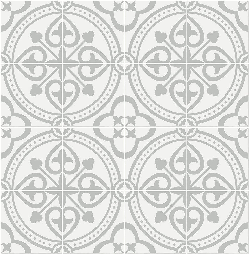 Villa Mar Tile Harbor Mist by Seabrook Wallpaper Lillian August Peel and Stick United States 30.75 10.43" 20.5" - Fabric Carolina -