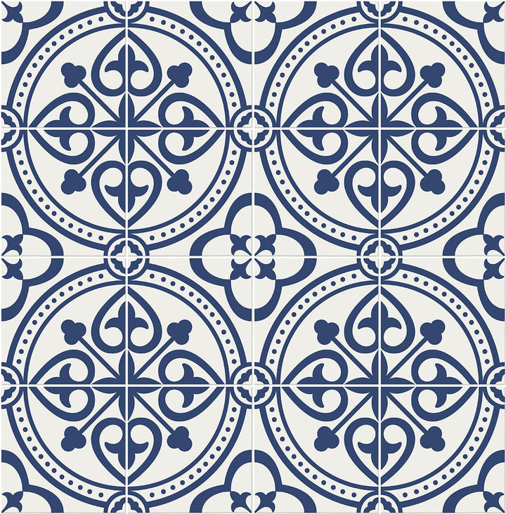 Villa Mar Tile Denim Blue by Seabrook Wallpaper Lillian August Peel and Stick United States 30.75 10.43" 20.5" - Fabric Carolina -