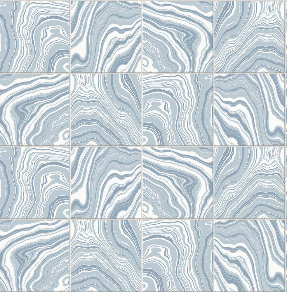 Marbled Tile Lakeside by Seabrook Wallpaper Lillian August Peel and Stick United States 30.75 25.2" 20.5" - Fabric Carolina -