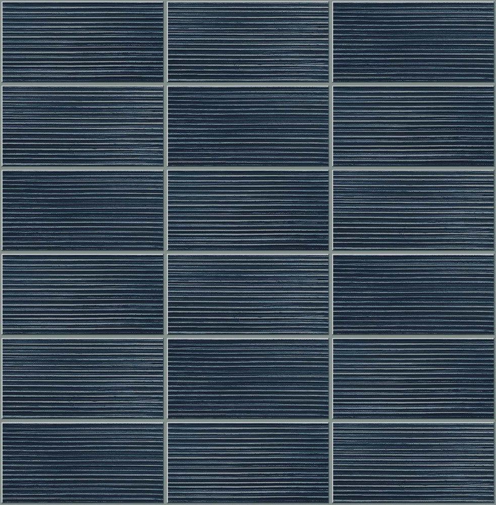 Rib Tile Denim Blue by Seabrook Wallpaper Lillian August Peel and Stick United States 30.75 25.2" 20.5" - Fabric Carolina -