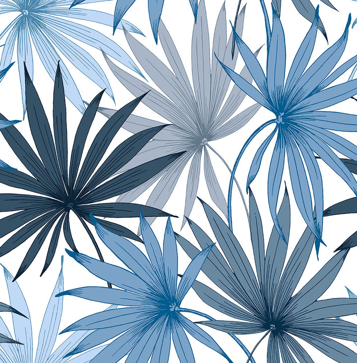 Tropic Palm Toss Blue Seas by Seabrook Wallpaper Lillian August Peel and Stick United States 30.75 20.87" 20.5" - Fabric Carolina -