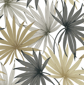 Tropic Palm Toss Harbor Grey & Khaki by Seabrook Wallpaper