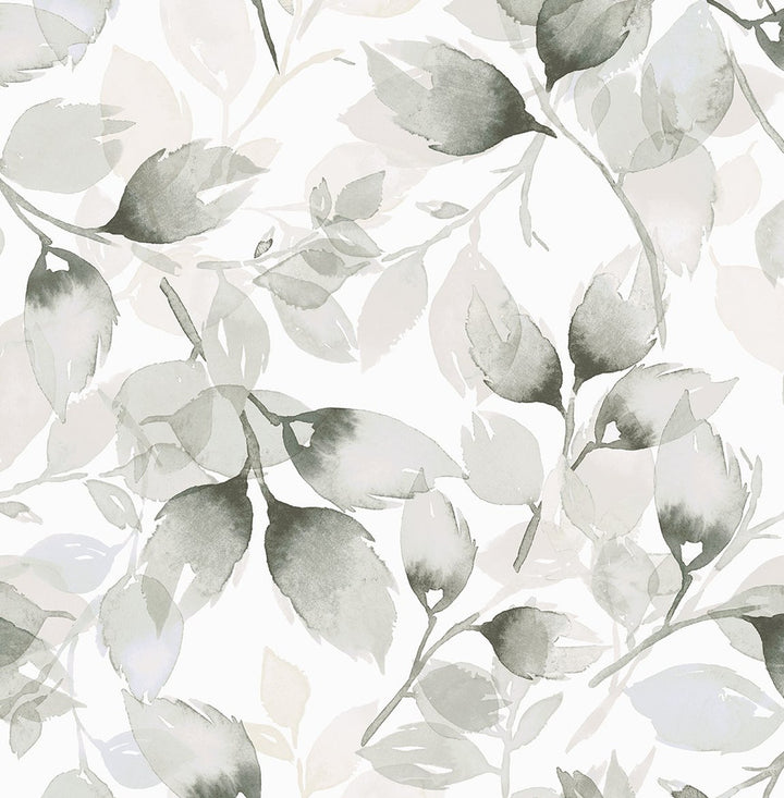 Watercolor Tossed Leaves Sea Salt & Harbor Mist by Seabrook Wallpaper Lillian August Peel and Stick United States 30.75 20.87" 20.5" - Fabric Carolina -